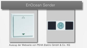 EnOcean Sender Auszug der Webseite von PEHA Elektro GmbH & Co. KG